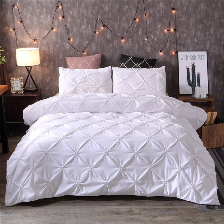 Pintuck pinch pleat duvet cover set