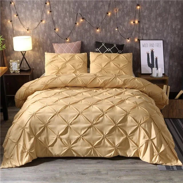 Pintuck pinch pleat duvet cover set