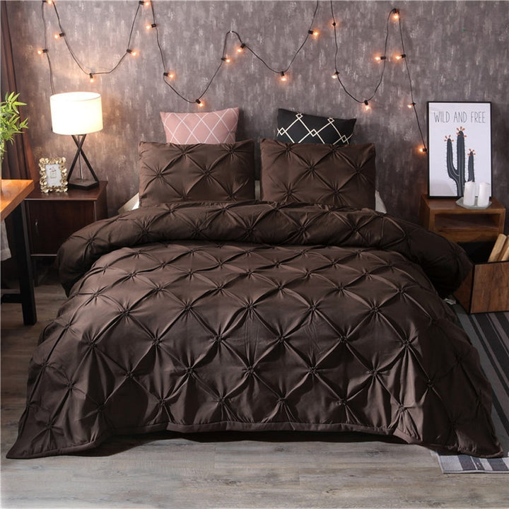 Pintuck pinch pleat duvet cover set