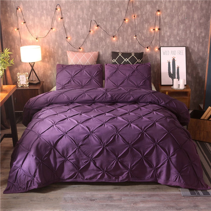 Pintuck pinch pleat duvet cover set