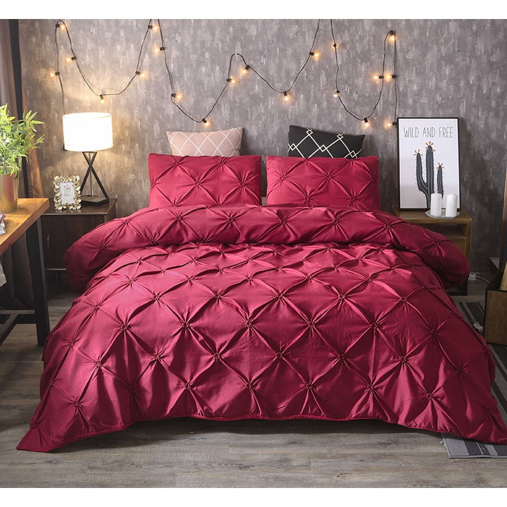 Pintuck pinch pleat duvet cover set