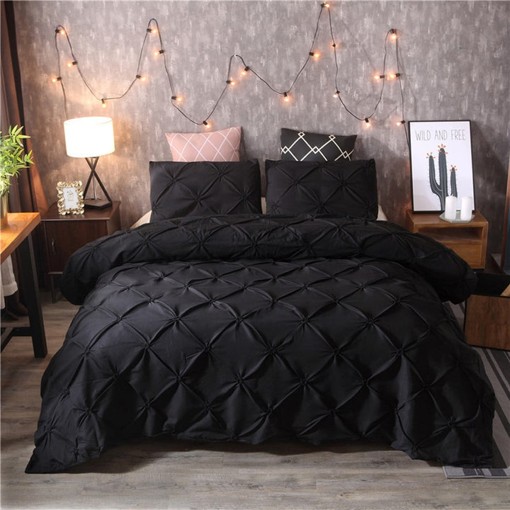 Pintuck pinch pleat duvet cover set