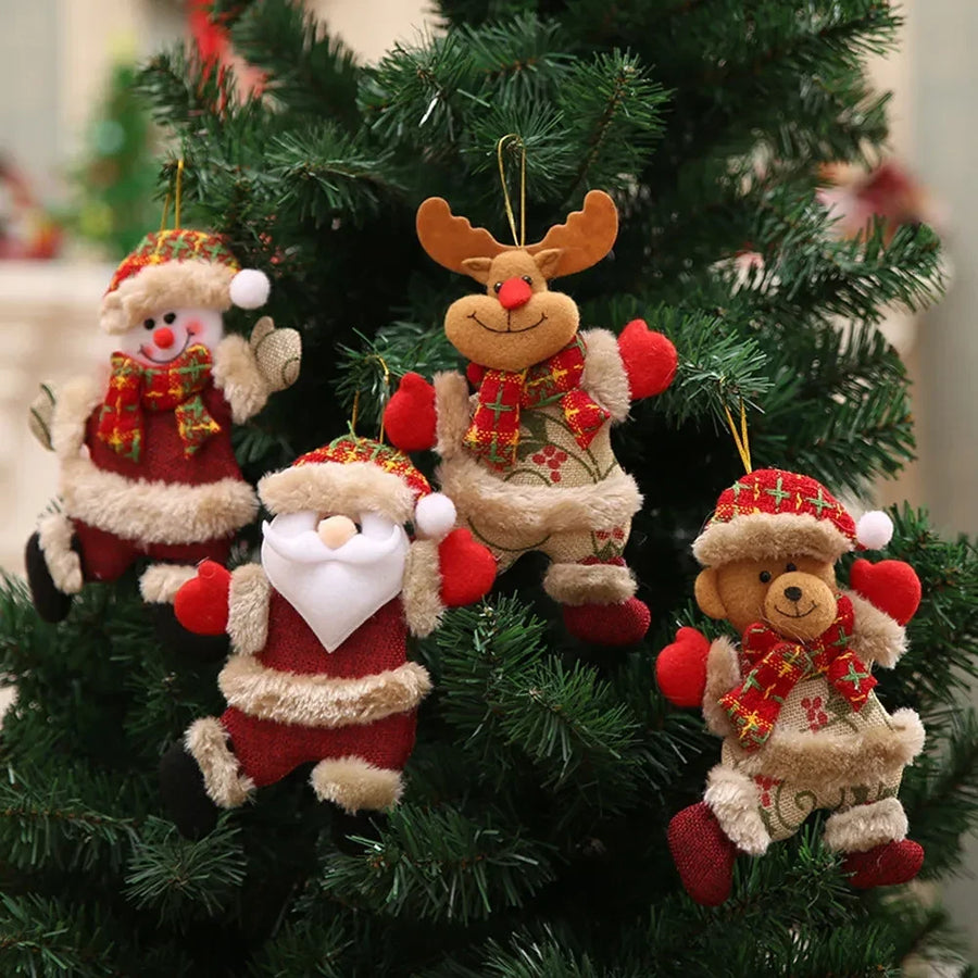 Plush Christmas figure ornaments set of 4