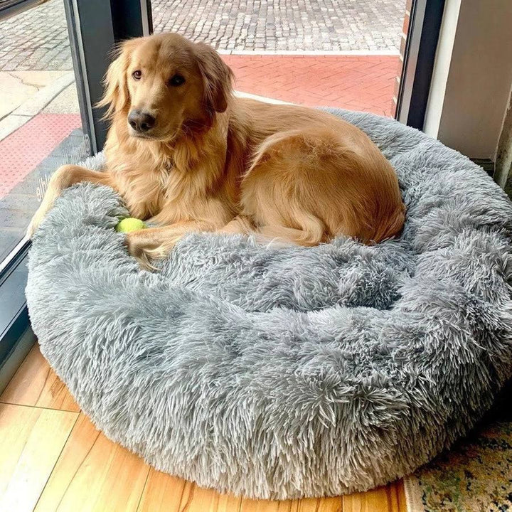 Plush round donut dog bed