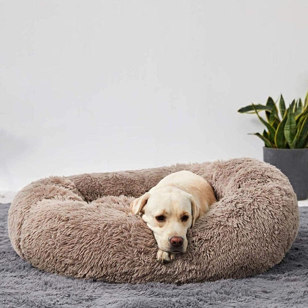 Plush round donut dog bed