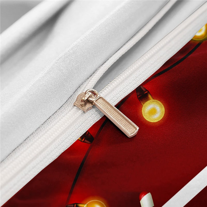 Red poinsettia Christmas duvet cover set