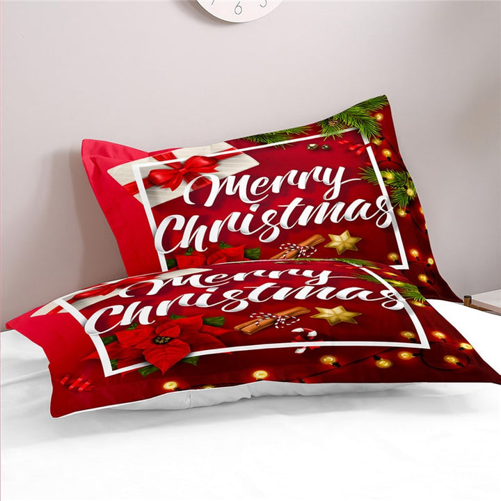 Red poinsettia Christmas duvet cover set