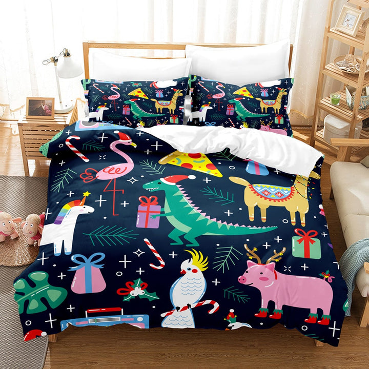 Printed Christmas duvet cover set