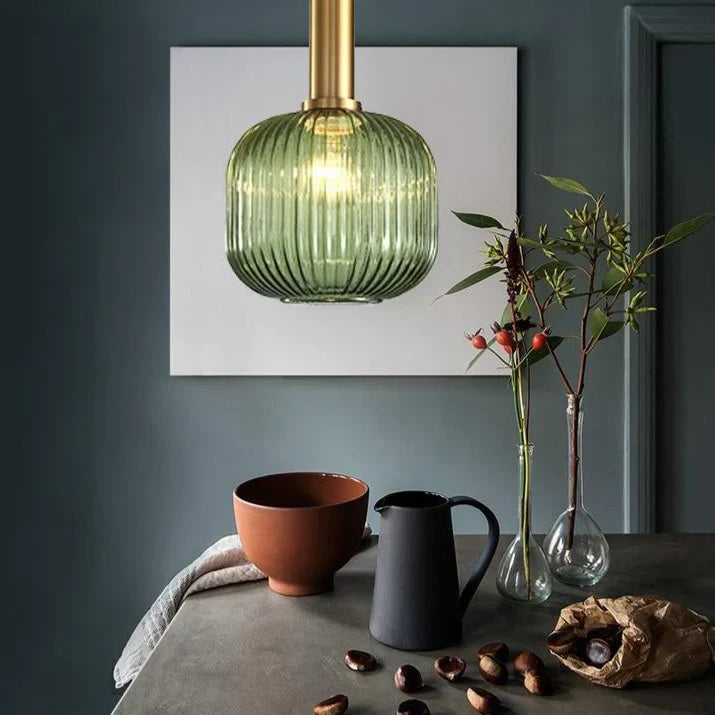 Ribbed Glass Pendant Light | Cylinder, Bottle or Drum Shade