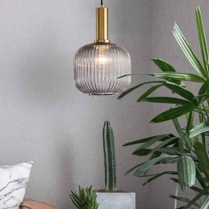 Ribbed Glass Pendant Light | Cylinder, Bottle or Drum Shade