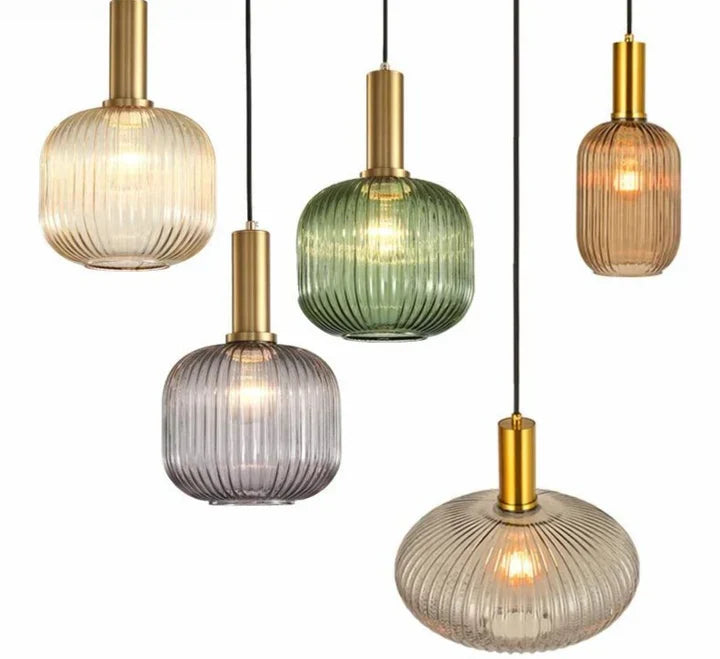 Ribbed Glass Pendant Light | Cylinder, Bottle or Drum Shade