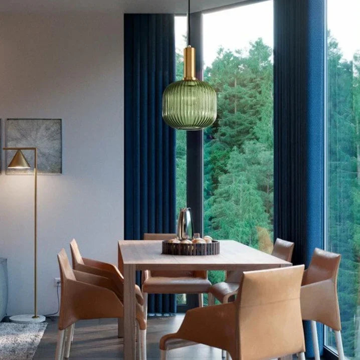 Ribbed Glass Pendant Light | Cylinder, Bottle or Drum Shade