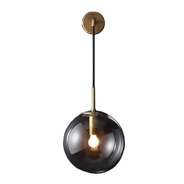 Glass Globe Wall Light with Hanging Arm | Gold or Black