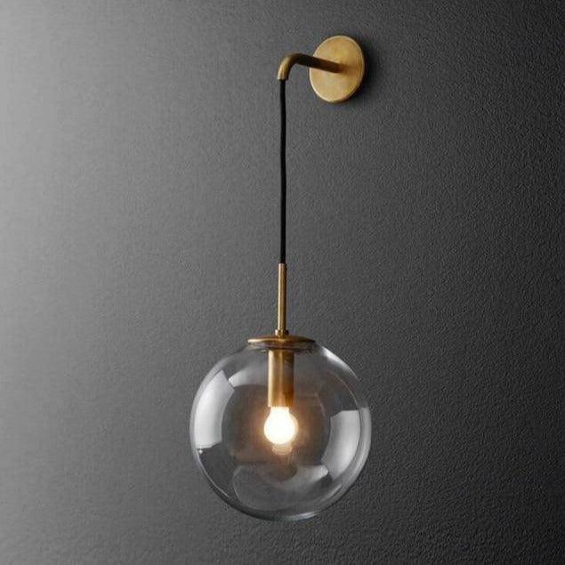 Glass Globe Wall Light with Hanging Arm | Gold or Black