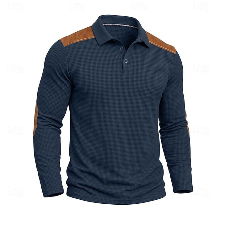 Men's Long-Sleeve Colour-Block Summer Polo Shirt – image 8