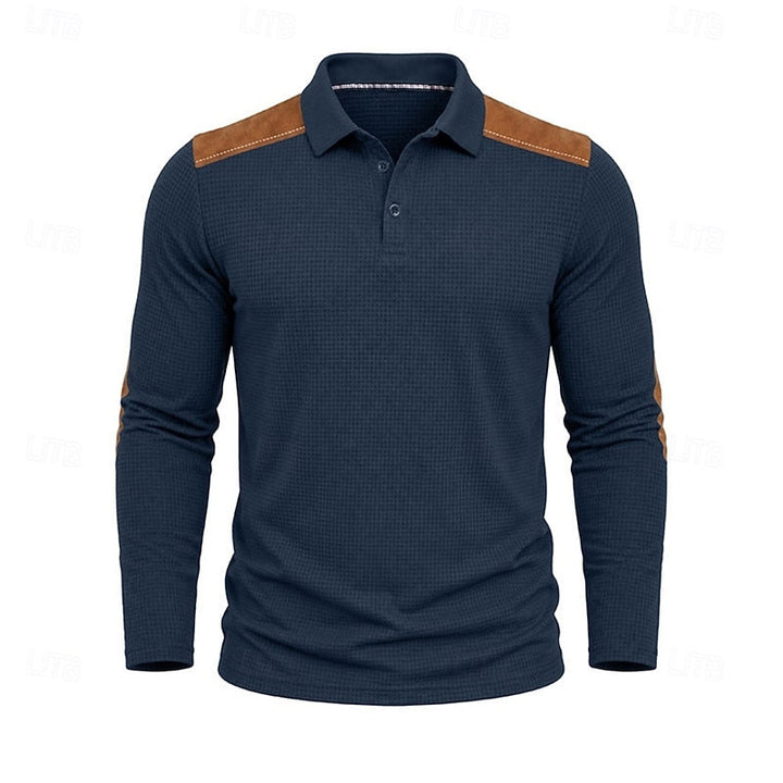 Men's Long-Sleeve Colour-Block Summer Polo Shirt – image 7