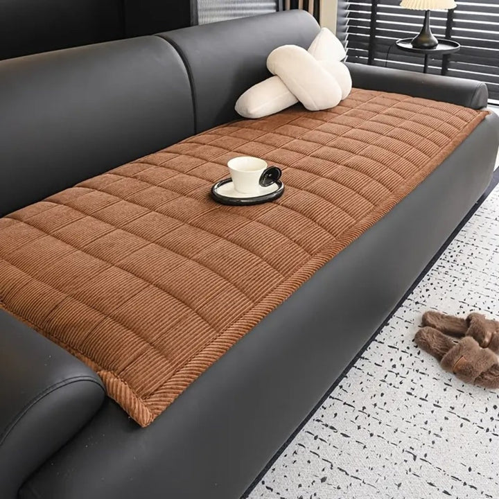 Quilted corduroy sofa seat cover