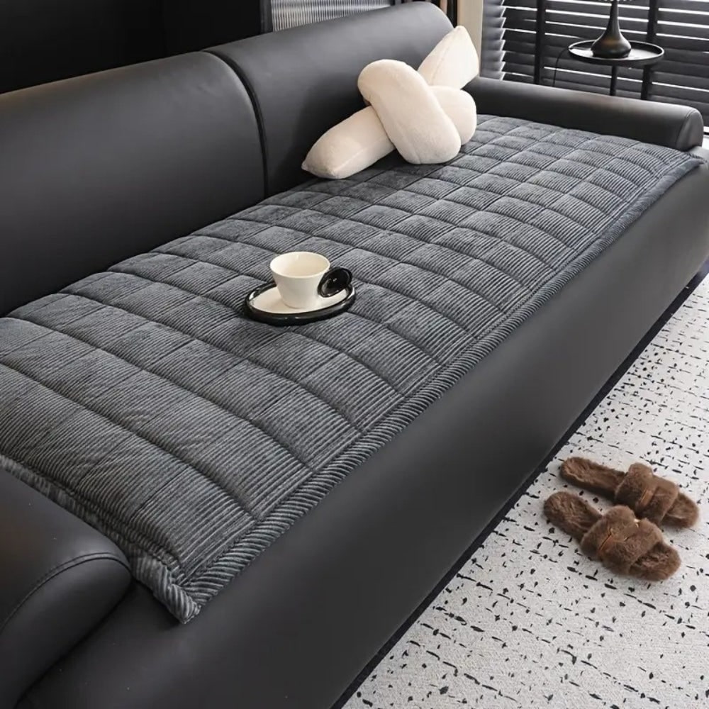 Quilted corduroy sofa seat cover