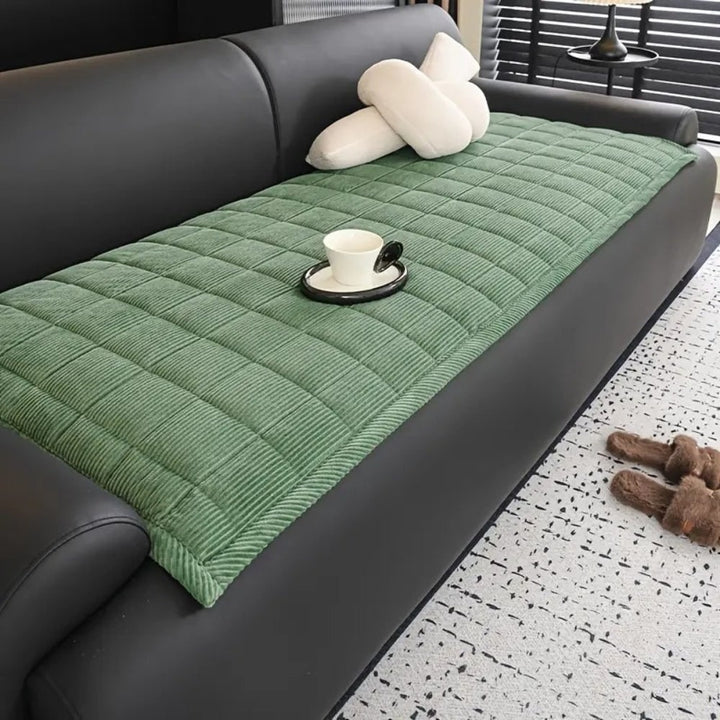 Quilted corduroy sofa seat cover