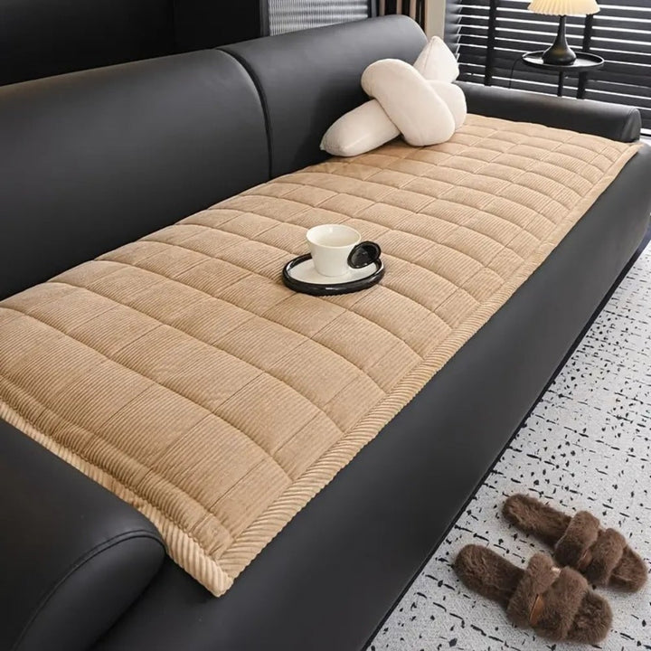 Quilted corduroy sofa seat cover