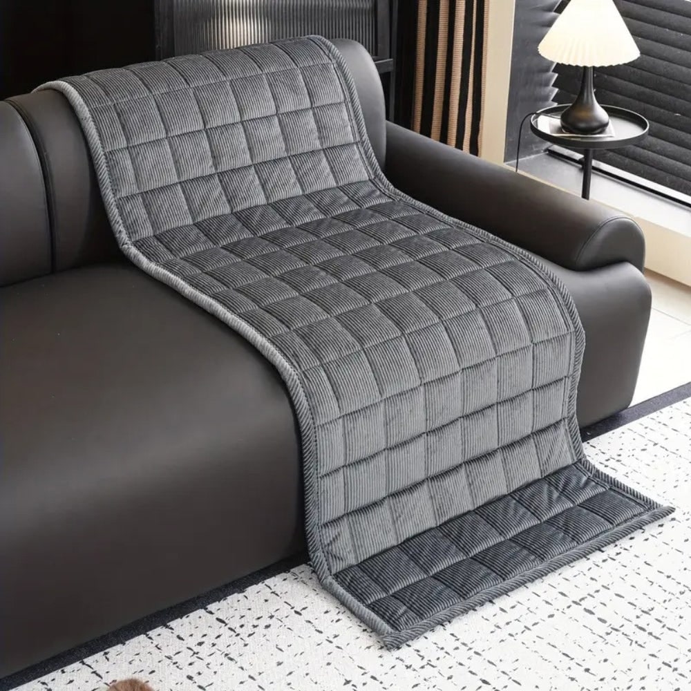 Quilted corduroy sofa seat cover