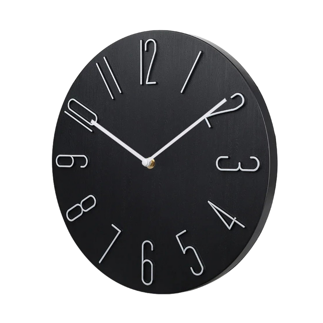 Silent wall clock with raised wire numerals