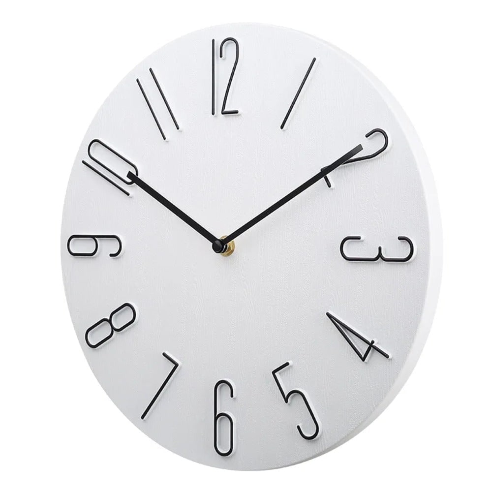 Silent wall clock with raised wire numerals