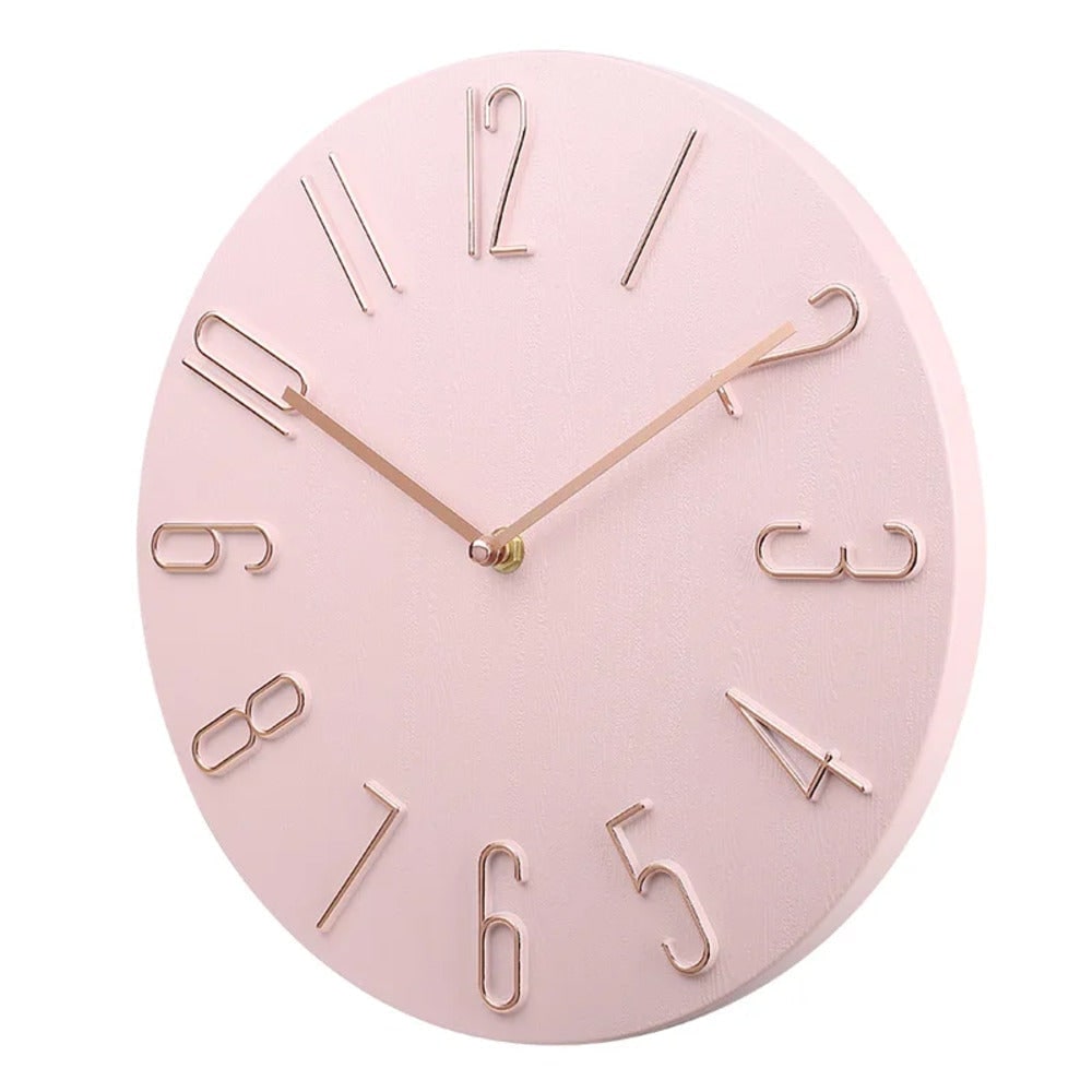 Silent wall clock with raised wire numerals