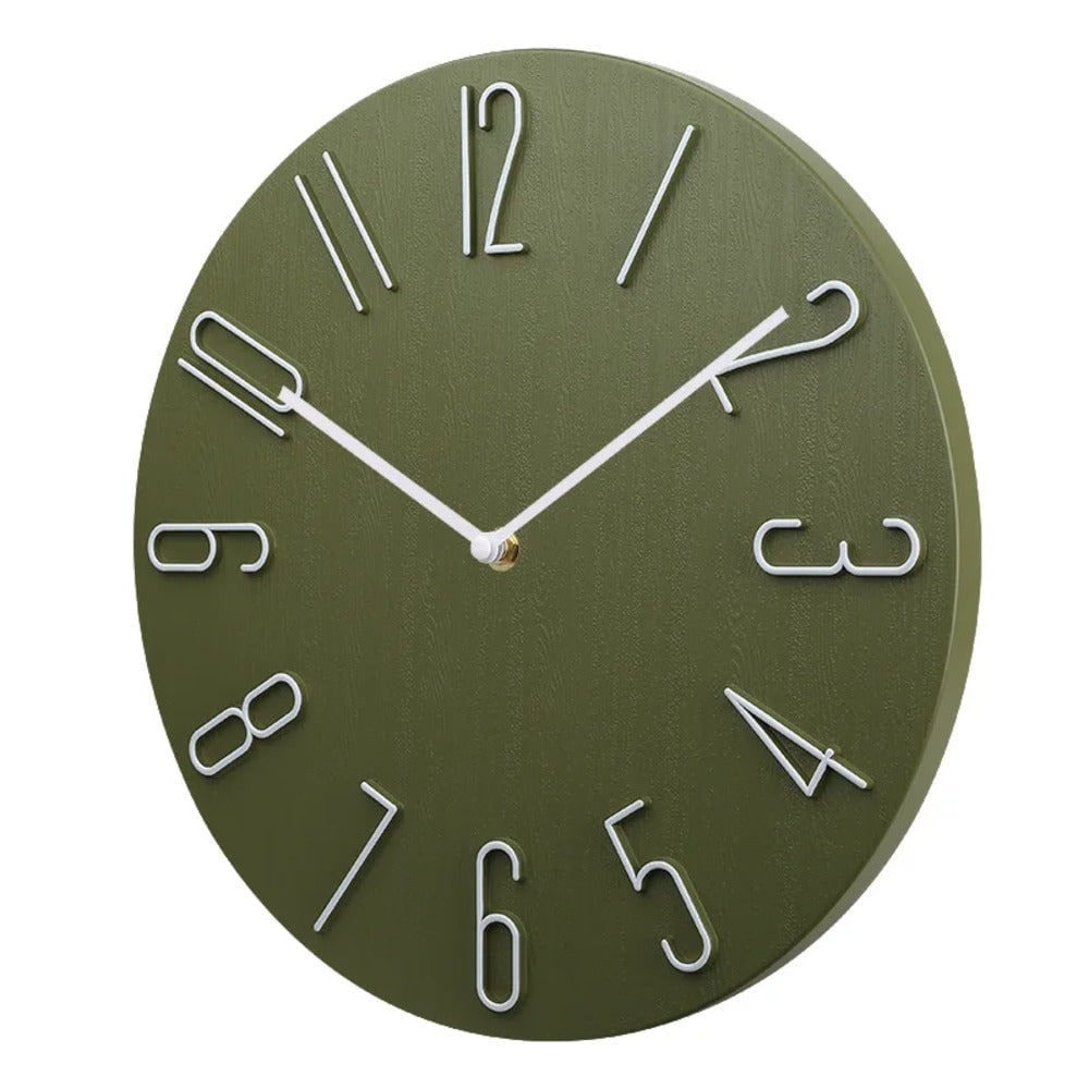 Silent wall clock with raised wire numerals