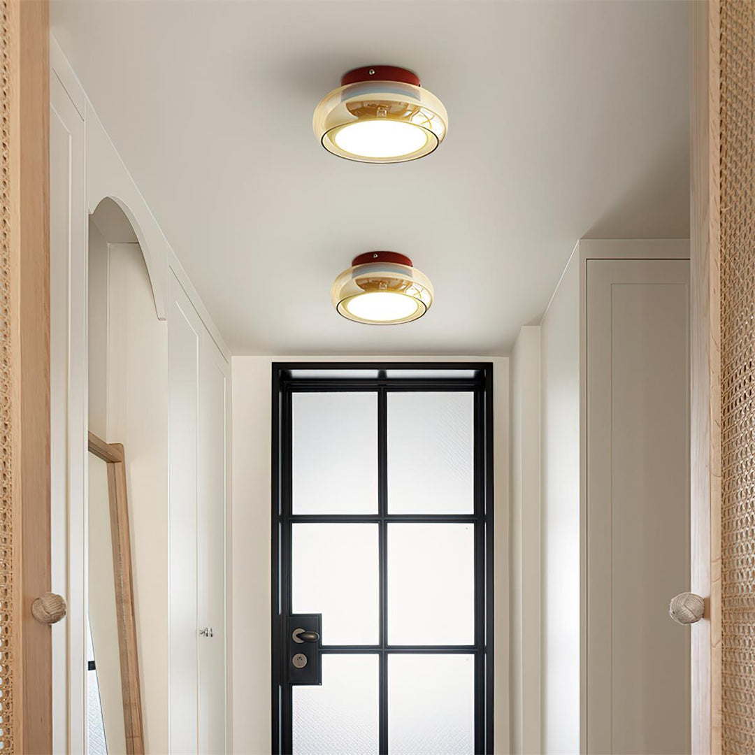 Retro glass flush ceiling light