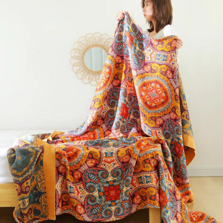 Reversible mandala cotton throw