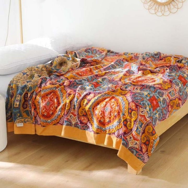 Reversible mandala cotton throw