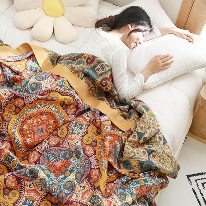 Reversible mandala cotton throw