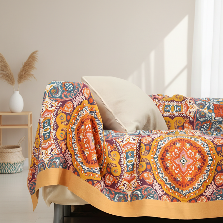 Reversible mandala cotton throw