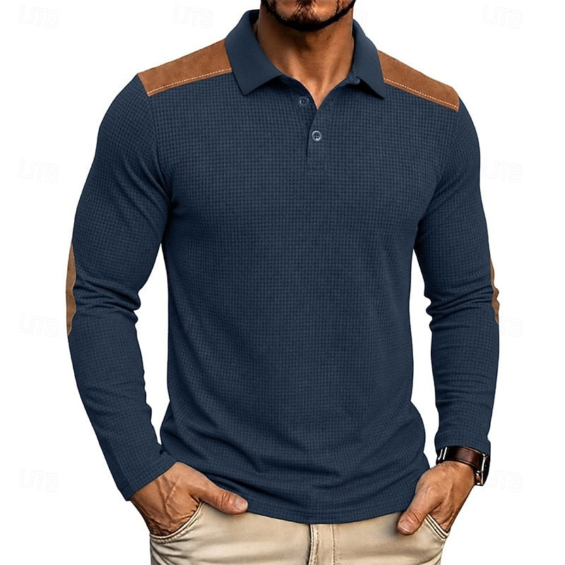 Men's Long-Sleeve Colour-Block Summer Polo Shirt – image 1