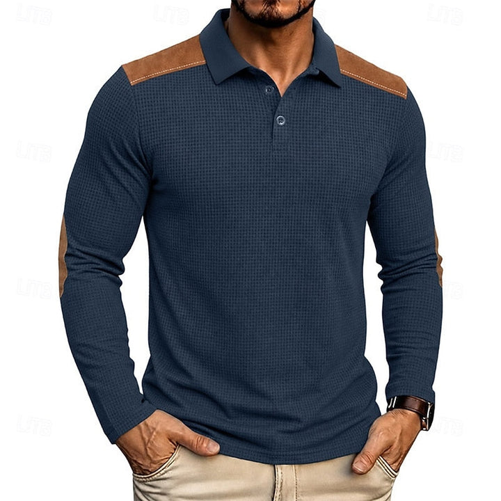 Men's Long-Sleeve Colour-Block Summer Polo Shirt – image 1
