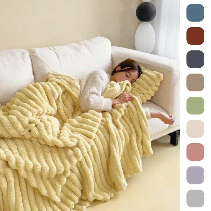 Ribbed faux fur throw