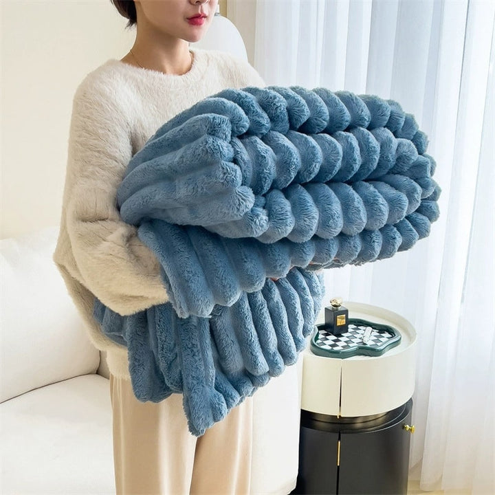 Ribbed faux fur throw