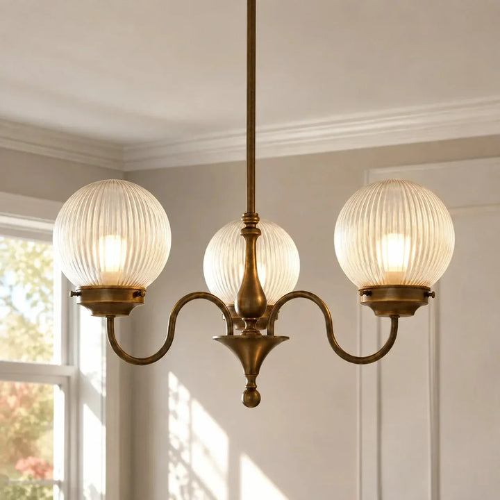 Ribbed Glass Globe Chandelier
