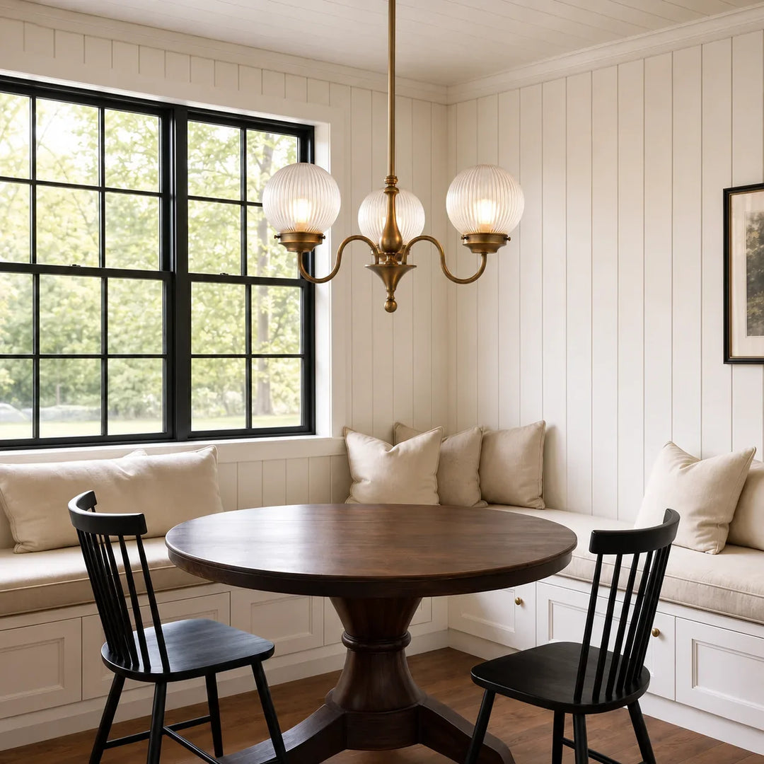 Ribbed Glass Globe Chandelier