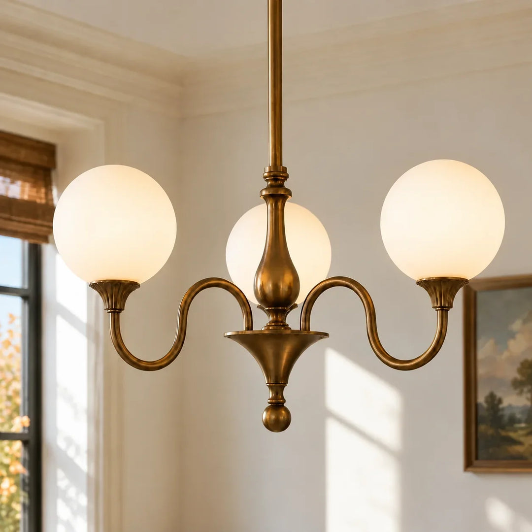 Ribbed Glass Globe Chandelier