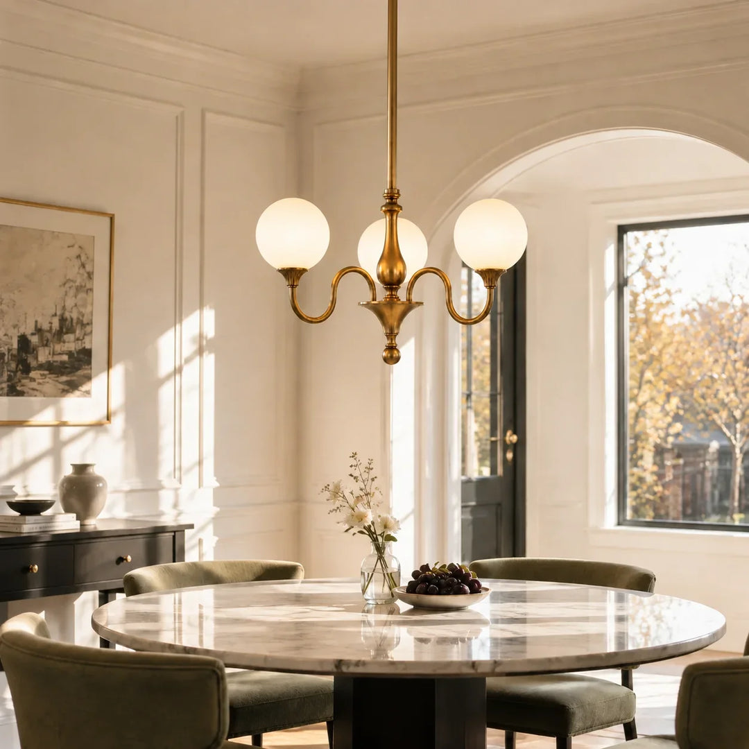 Ribbed Glass Globe Chandelier