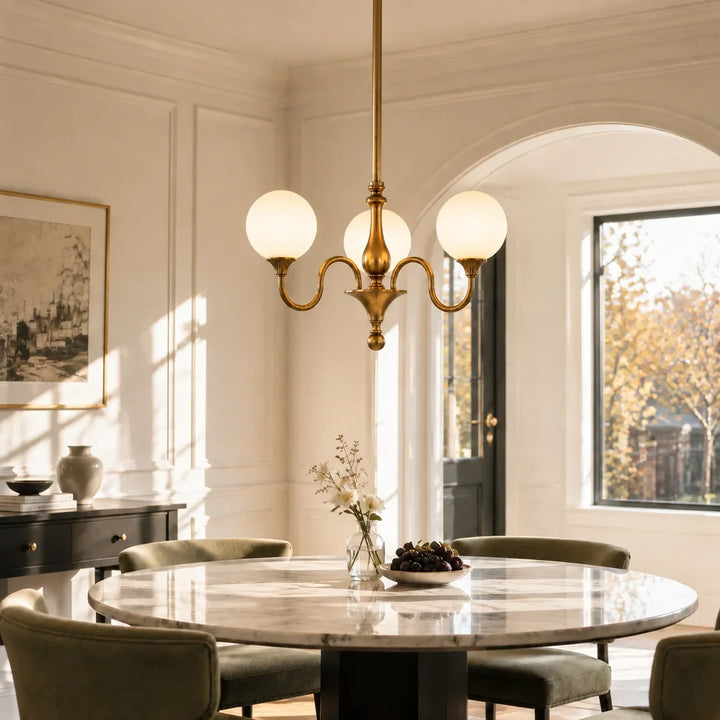 Ribbed Glass Globe Chandelier