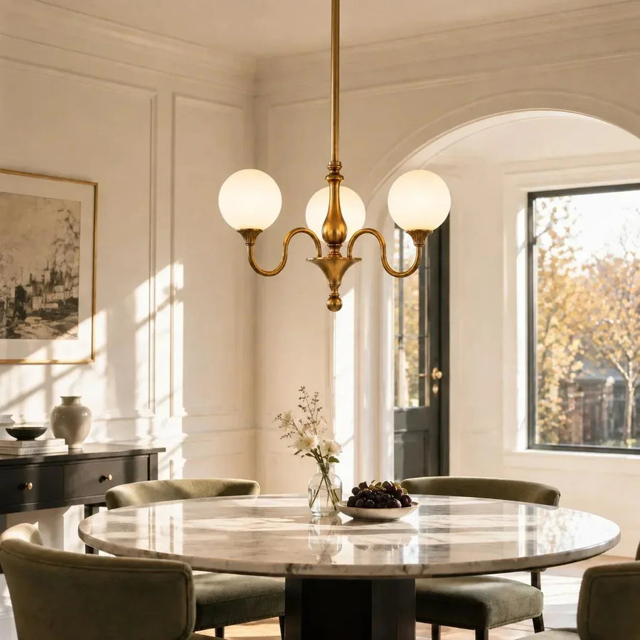 Ribbed Glass Globe Chandelier