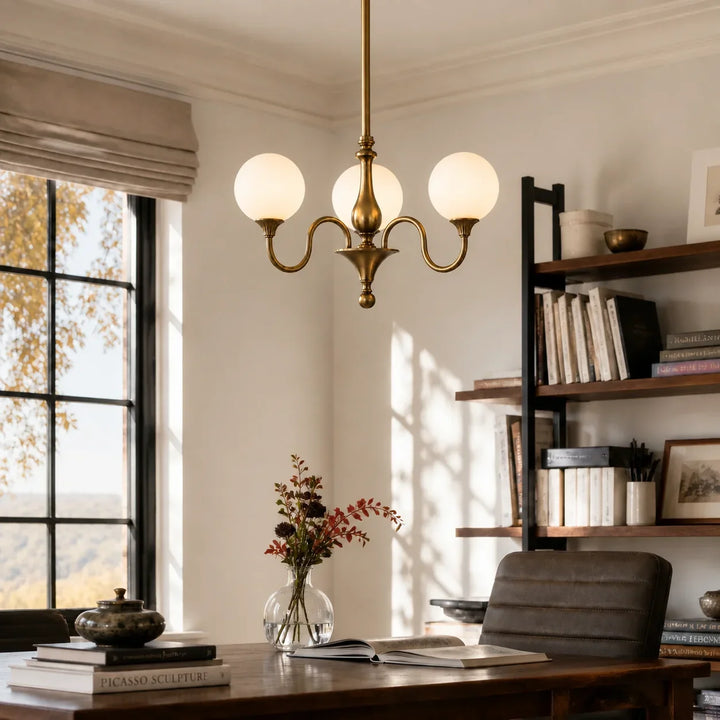 Ribbed Glass Globe Chandelier