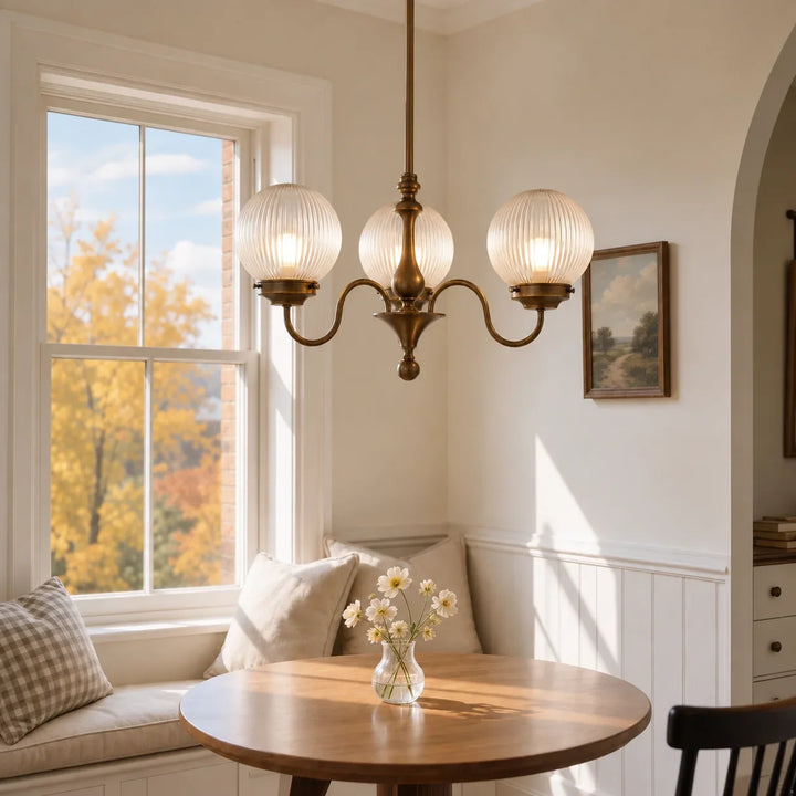 Ribbed Glass Globe Chandelier