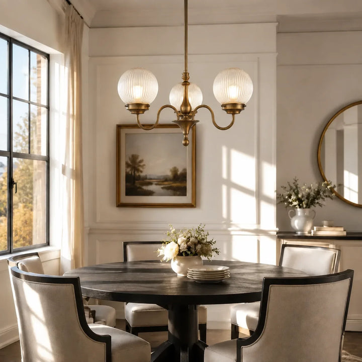Ribbed Glass Globe Chandelier