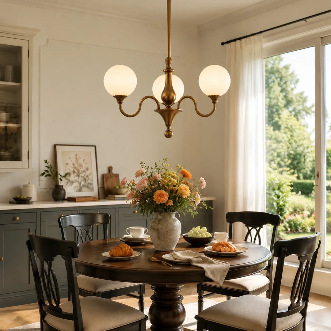 Ribbed Glass Globe Chandelier