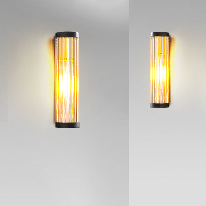 Ribbed glass outdoor wall light
