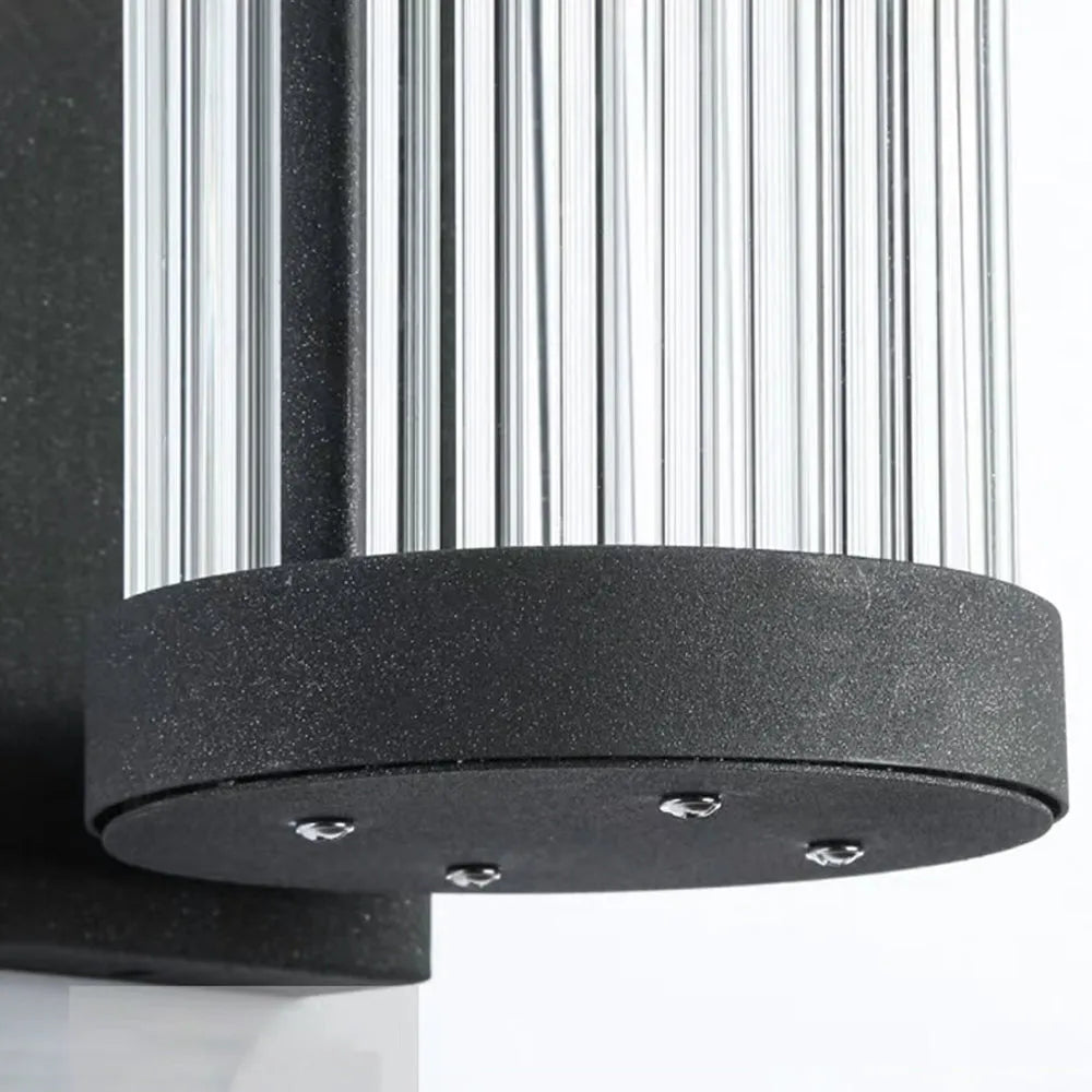 Ribbed glass outdoor wall light